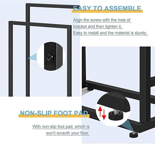 Porte-Serviettes pour Salle de Bain, 2 Niveaux autoportants, en Acier Inoxydable, pour Salle de Bain, Porte-Serviettes, Porte-Serviettes, Porte-couvertures, Noir - Nail Gallerys