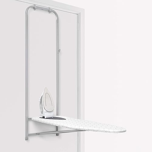 Rayen - Table À Repasser pour Mur, Porte et Placard - Repose-fer en Silicone - Avec Mousse - Couleur : Gris - Mesures du Tableau 33x110 cm - Pliée avec Structure : 5x133x38.5 cm - Nail Gallerys