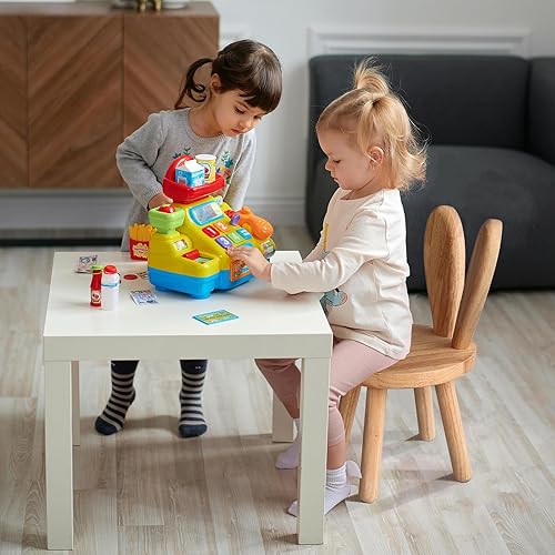 Yier Mei Lot de 2 tabourets ronds en bois massif avec oreilles de lapin pour enfants, pour manger, lire et jouer (couleur bois) - Nail Gallerys