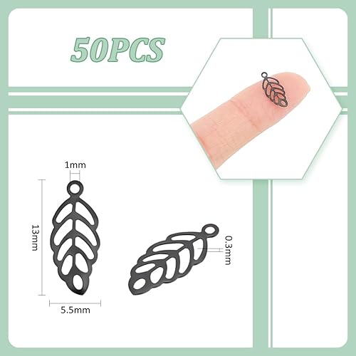 UNICRAFTALE 50pcs Breloques à Motif de Feuille Acier Inoxydable Breloque de Feuille Creuse Pendentif de Feuilles Métal pour le Printemps et L'Automne Boucles D'Oreilles Bracelets de Bijoux - Nail Gallerys