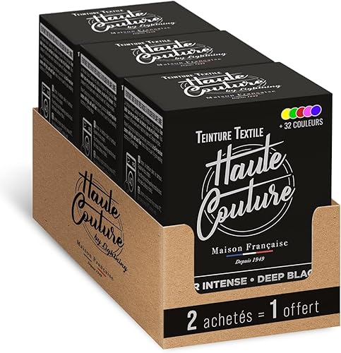 Teinture Textile - Haute Couture - 33 Couleurs - Tout-en-un - 350g - Vêtements et Tissus - Noir Intense - Nail Gallerys