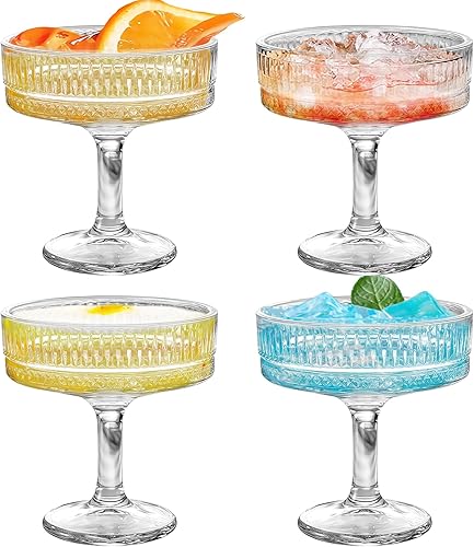 PORFOYO Coupe Cristal De Champagne Vre,4 Pièces 180 ml Verrs A Cocktail,Veres A Champagne,Verr Cocktail,Verre A Vin En Verre Haut Pour Maison,Espresso Martini,Margarita,Desserts - Nail Gallerys