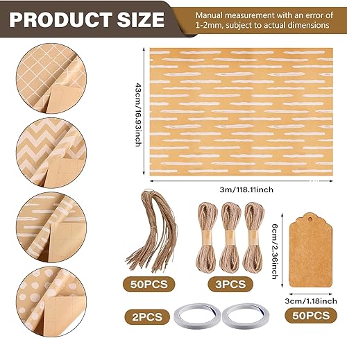 Papier Cadeau 43cm x 3M, 4 Rouleaux de Papier d'Emballage de Cadeau, Rouleau Papier Cadeau Anniversaire avec Rubans, Papier Cadeau Rouleau Anniversaire, pour Anniversaire, Noël, Vacances, Mariage - Nail Gallerys