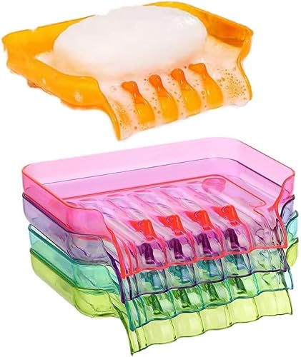 Porte-savon coloré en forme de cascade, accessoires de salle de bain, organisateur de douche de cuisine (orange transparent) - Nail Gallerys