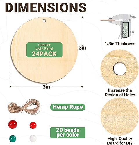 ROWOOD 24pcs Ronds en Bois de 8cm – Disques en Tilleul Lisse pour Bricolage, Suspensions et Gravure au Laser - Nail Gallerys