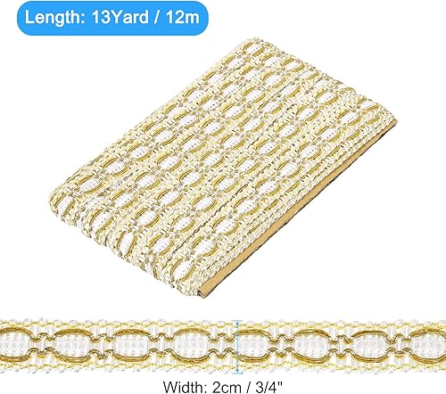 sourcing map 13 Yard de Galon Tressé de 3/4 Pouce en Polyester pour la Décoration, la Couture, Les Rideaux, Les Housses, Les Costumes, Blanc - Nail Gallerys