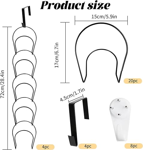 MOAMUN 20 Pièces Porte Casquette avec 20 Crochets De Suspension, Range Casquette Sans Perçage Rangement Casquette, Support Casquette pour Casquettes De Baseball Serviettes Cravates (Noir Blanc) - Nail Gallerys