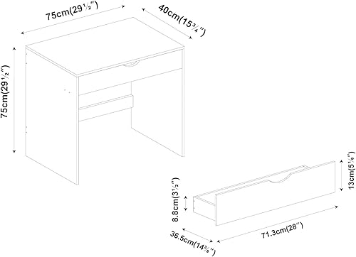 Urbn-Living Petit bureau en bois avec 1 tiroir - Nail Gallerys