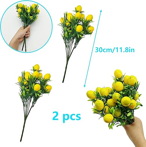 Hayaww 2 pcs Fausse Branche de Citron Branches de Citrons artificielles Décoration De Citron Simulé Citronnier Branches Citron artificielles décorations Table d'été pour Balcon Mariage Jardin (A) - Nail Gallerys