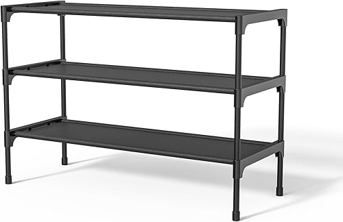 LEIVESTE Meuble à chaussures à 3 étagères en métal, porte-chaussures empilables pour 12 paires de chaussures, organisateur d'entrée, couloir, chambre à coucher - Nail Gallerys
