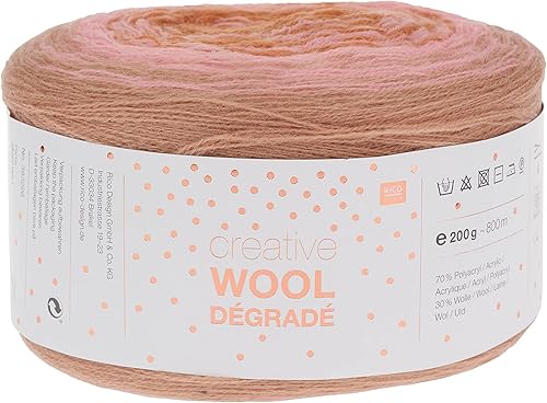 Rico Creativ Wool Dégradé Pelote de laine 4 fils Mauve / rose 200 g - Nail Gallerys