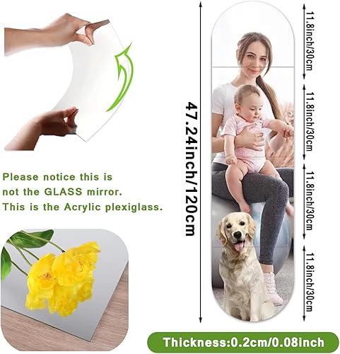 Bosdontek Miroir Mural Autocollant, Acrylique Miroir Adhésif Grand Miroir Mural en 4 Parties, sans Cadre Miroir Collant Muraux Carrés Miroire Decor pour Salle de Bain/Chambre (30cm x30cm, 4 Pièces) - Nail Gallerys