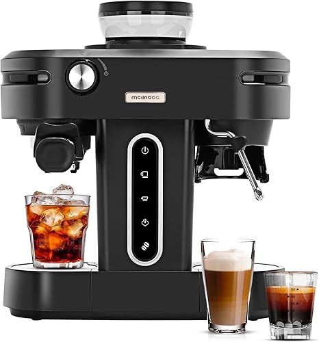 Mcilpoog AC510 15Bar Semi Automatic Espresso Machine With Grinder & Steam Wand,3-in-1 Compact Espresso Coffee Maker With 28 oz Removable Water Tank for Cappuccino or Latte,Gift for Dad(Black) - Nail Gallerys