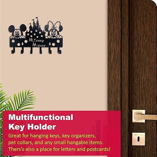 Viiluuxr Dessin Animé Accroche Porte Clé en Métal Accroche Clef Mural Decoration Maison Porte Manteau Pour Porte Salon Cuisine Boite a Clef Crochet Rangement Patere Murale Enfant Noir 30 cm. - Nail Gallerys