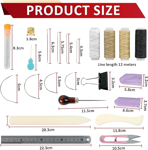 Outils Reliure Livres Ensemble, Kit Reliure Livre, 20 Pièces Kit Reparation Cuir, Outils et Kits de Reliure Diy, Couture à la Main Sur Cuir Ensemble en Cuir Fait à La Main - Nail Gallerys