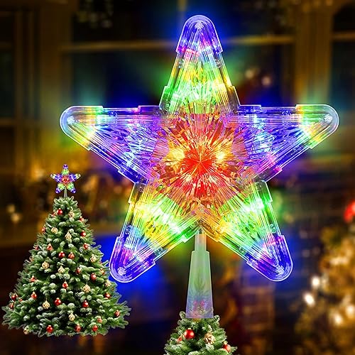 Étoile Sapin de Noel, Étoile Sapin Noel Lumineuse avec 30 LEDs, Étoile pour Sapin de Noël avec 2 Modes, Décoration d'arbre de Noël 9 x 1.57 in, Fonctionne sur Batterie - Nail Gallerys
