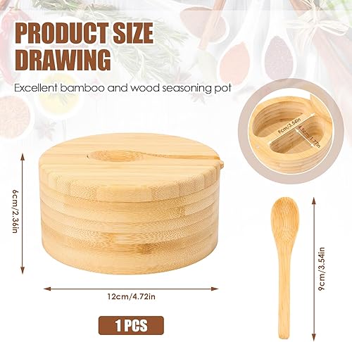 Boîte à sel, Boîte à sel double avec couvercle magnétique et 1 petite cuillère à bois, Boîte à sel pour les épices de cuisine, les épices, les herbes, le poivre ou les petites choses - Nail Gallerys