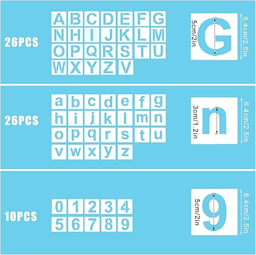 62pcs Alphabets Numéro Pochoirs, 5cm Lavable Plastique Réutilisable Pochoir de Lettres, Pochoir Chiffre, Pochoir d'Artisanat de Lettre pour Le Dessin d'Art, l'Écriture de Bricolage - Nail Gallerys