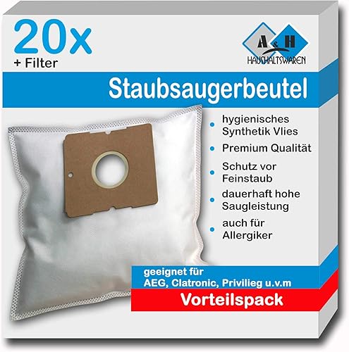 A&H Haushaltswaren Lot de 20 Sacs d'Aspirateur pour Severin BC 7044, 7045 - Nail Gallerys