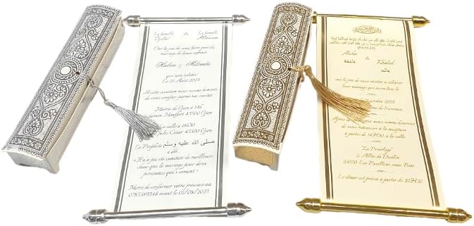 Parchemin Argent Faire Part mariage inclus avec impression offerte 20Pcs - Nail Gallerys