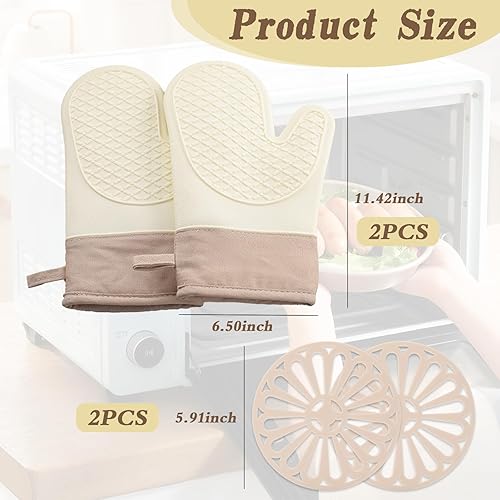 WUERKIYA Ensemble De Gants De Cuisine Et Maniques - Aide De Cuisine, 1 Paire De Gants De Cuisine, Gants De Cuisine Et 2 Maniques pour Cuisiner, Pâtisserie, Griller, Gris - Nail Gallerys