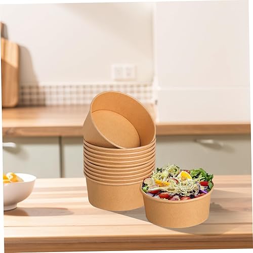 KYEQATY 50 pcs Bols jetables pour Soupe Chaude 350 ML contenants Alimentaires jetables en Papier Kraft en Papier Kraft jetables jetables jetables Contenant des Aliments Chauds et froids - Nail Gallerys