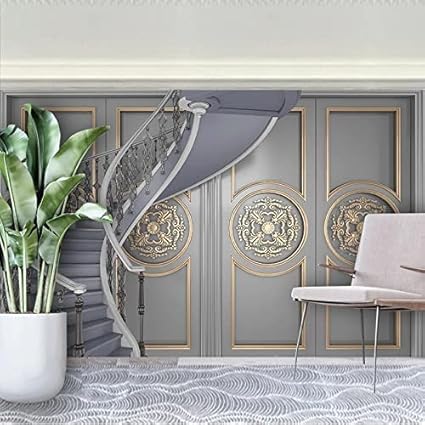 Fond D'Écran 3D Pour Restaurant Café Géométrie De L'Escalier Doré Chambre D'Enfants Papier Peint Mural 3D Peel And Stick Autocollant Mural Autocollant Fille Chambre 250 (largeur) x 175 (hauteur) cm - Nail Gallerys