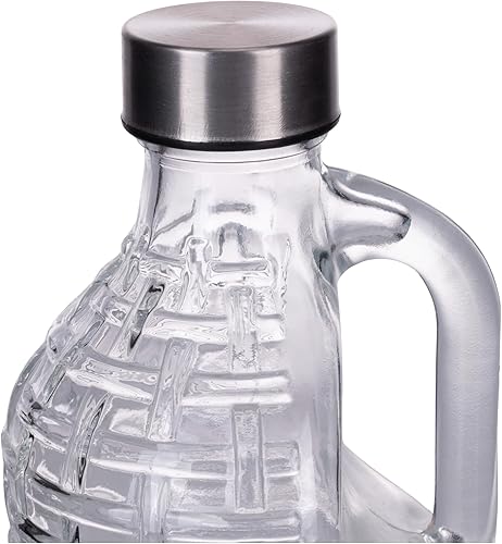 Villa d'Este Home Tivoli 1996 Lot de 3 bouteilles d'eau 1l en verre avec poignée, bouchon en plastique PP et acier inoxydable, cristal de lune - Nail Gallerys