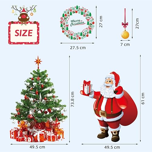 Voqeen Noël Fenêtre Autocollants Arbre Santa de Noel Autocollants Décoration de Sapin Noel Amovibles Réutilisable Statique Stickers DIY Maison de Noël Autocollants (A) - Nail Gallerys