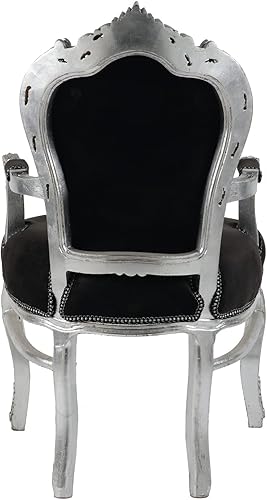 Fauteuil Baroque - Style Louis XIV° - Chaise en Acajou Argent et Velours Noir - Nail Gallerys