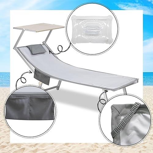 Drap de plage en microfibre avec poches latérales, coussin d'appui-tête gonflable, 190 x 70 cm, serviettes de plage avec élastiques pour chaises longues (bleu royal) - Nail Gallerys