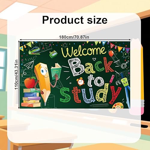 lasuroa Toile Fond Rentrée des Classes, 180x110cm Polyester Multicolore Décoration de Salle de Classe pour Fête Scolaire Décoration Murale ou pour Tableau d'Affichage - Nail Gallerys