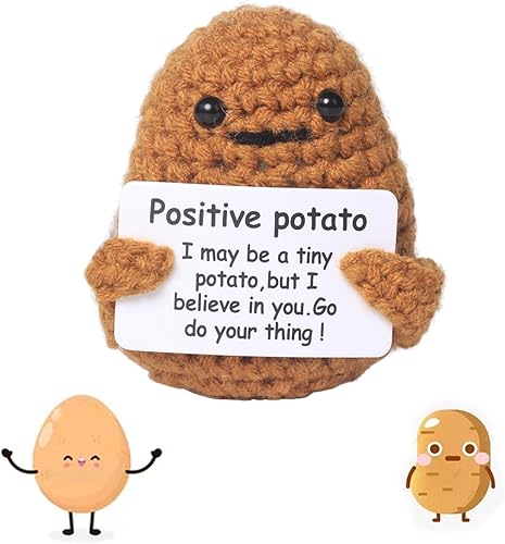 Vueinrg Funny Positive Potato, Mini Pomme de Terre Positive Drôle, Poupée de Pomme de Terre en Laine à Tricot Drôle avec Carte Positive, pour Enfants Adultes Anniversaire du Nouvel an Décoration - Nail Gallerys