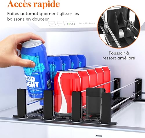 Lifewit Distributeur de Boissons pour Réfrigérateur, Organisateur Frigo avec Glissière Ajustable, Rangement de Bouteilles d'Eau, de Bière, et de Boissons Gazeuses, Peut contenir jusqu'à 25 Cans - Nail Gallerys