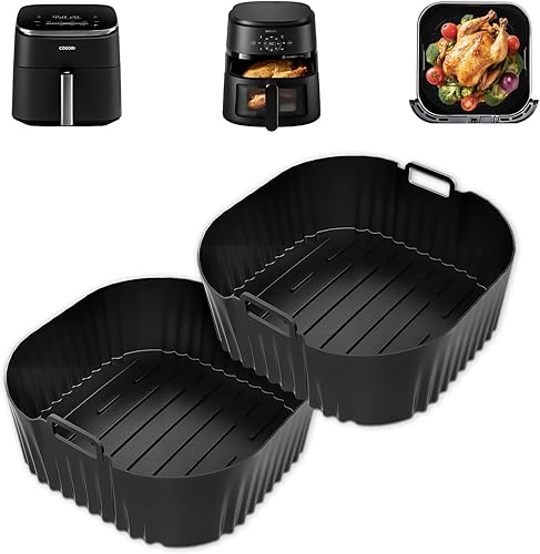 Moule Silicone Air Fryer 23 cm, 2 Pièces Plat Air Fryer Accessoires pour Philips 2000 Série NA230 XL 6,2L, Silicone Accessoires Air Fryer pour Cosori TurboBlaze 5,5L/6L/6,2L, Airfryer Accessoires - Nail Gallerys