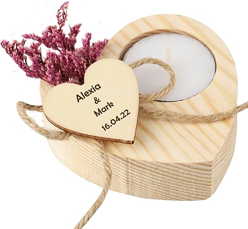 Jinlinjew Photophore en Bois personnalisé bougeoir en Forme de Coeur décoration Artisanale pour Mariage fête de noël Cadeau d'anniversaire - Nail Gallerys