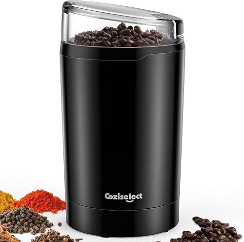 Moulin à Café Électrique, Coziselect Broyeurs Grains Épices Fruits Secs Moudre, Capacité 75 g, 220W, Noir - Nail Gallerys