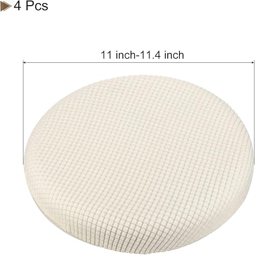 QUARKZMAN 4pcs Amélioré Rond Bar Tabouret Housses, Rond Chaise Housses Dia.12-14', Rond Chaise Siège Coussins pour Chaises Tabouret Housses Blanc - Nail Gallerys