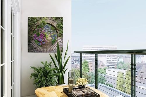 MuchoWow Poster Exterieur Transparent - Fleurs - Hortensia - Été Decoration Murale 100x100 cm Résistant aux intempéries/Soleil - Nail Gallerys