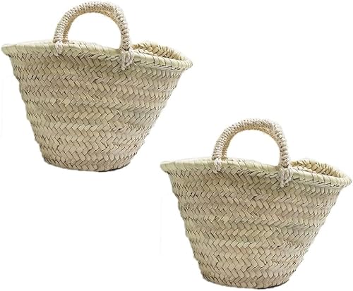 Desconocido Landau de Palma enfant, avec anse courte de Tampico. Panier ou sac de rangement en osier de fibres naturelles. Env. 23 x 20 x 17 cm - Nail Gallerys