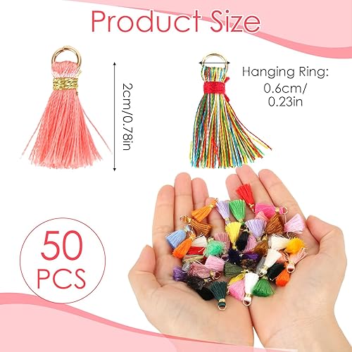 50 Pièces Glands Colorés Mini Glands Pendentifs, 2cm Couleur Glands DIY Décoratifs Tassel, Coton Gland Artisanat Fil, Porte-clés, lanières, décoration, Fabrication de Bijoux, Marque-Pages - Nail Gallerys