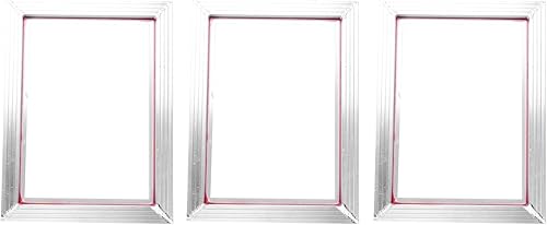 Lot de 3 cadres en aluminium pour sérigraphie A3 - 31 x 41 cm - Avec en polyester blanc 43T pour circuits imprimés - Nail Gallerys