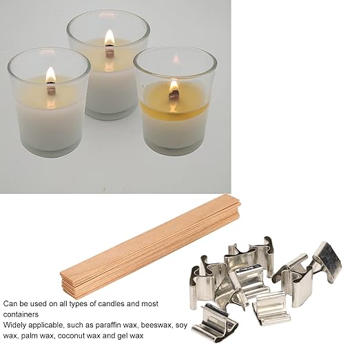 Mèche de Bougie en Bois sans Fumée, 33 Mèches de Bougie en Bois Faites à la Main, Mèches de Bougie sans Fumée écologiques Dégradables avec Base pour la Fabrication de Bougies à Faire Soi-même - Nail Gallerys