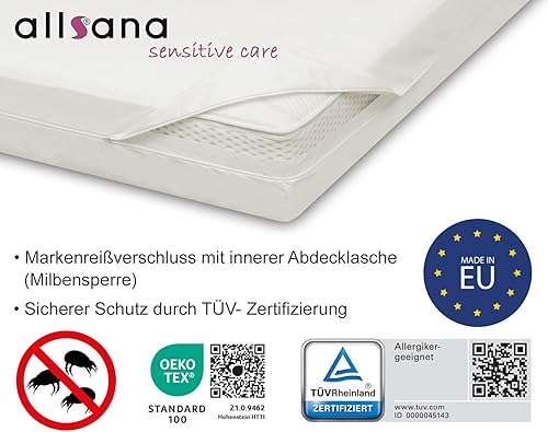 Allsana Housse de matelas hypoallergénique pour surmatelas 140 x 200 x 8 cm | Anti-acariens | Protection contre les acariens pour les personnes allergiques à la poussière | Housse intermédiaire - Nail Gallerys