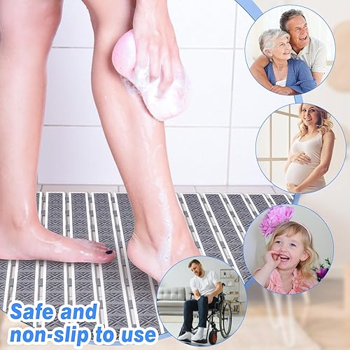 Dadabig Caillebotis Douche 70 x 40cm, Tapis Baignoire Antidérapant Tapis de Bain avec Ventouse Tapis Douche sans BPA et Résistant aux Moisissures pour Les Seniors, Les Adultes - Nail Gallerys