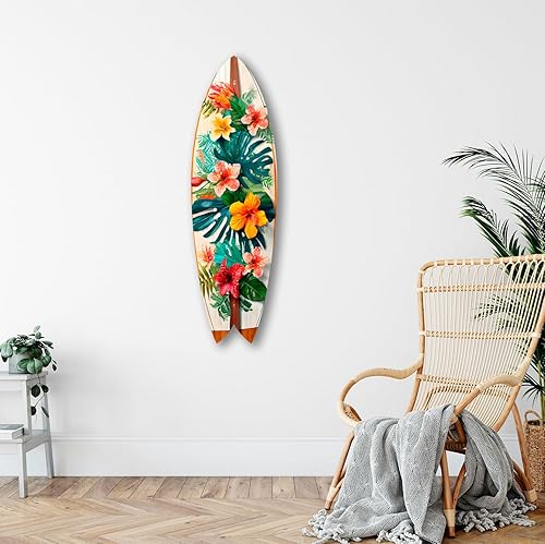 DECLINA, Planche de Surf Décorative, Décoration murale, impression sur aluminium, Planche Surf Décorative Vintage Style Rétro, 100x30 cm - Nail Gallerys