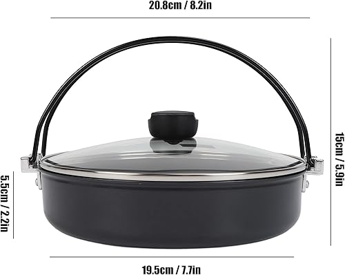 Marmite japonaise Sukiyaki Nabe, 8pouces en alliage d'aluminium, marmite Sukiyaki Nabemono avec couvercle en verre, poêle de cuisine avec double poignée pour cuisinière à induction - Nail Gallerys