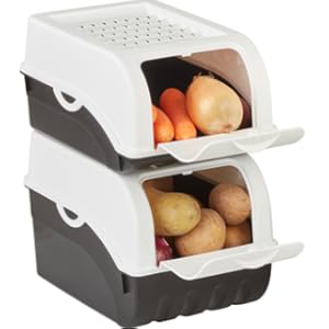 Boîte de conservation empilable pour pommes de terre - Vert, blanc, rouge, bleu.