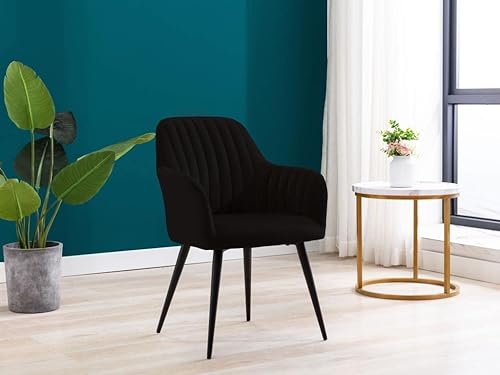 Vente-unique - Lot de 2 chaises avec accoudoirs en Velours et métal - Noir - Eleana - Salle à Manger - Nail Gallerys