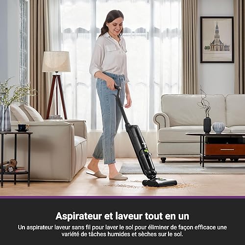 Eureka RapidWash NEW630 Aspirateur Laveur sans Fil,Aspirateur Balai Sec et Humide Inclinaison à 170°,Séchage Air Chaud 60℃,Anti Enchevêtrement,Autonomie 38 Mins,Aspirateur Eau et Poussière Sols Durs - Nail Gallerys